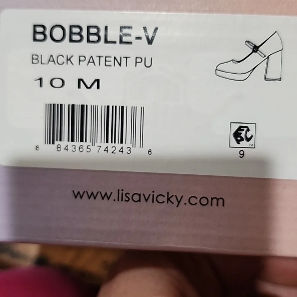 NEW! LISA VICKY Bobble Platform Pump In Black Patent New Womens 10